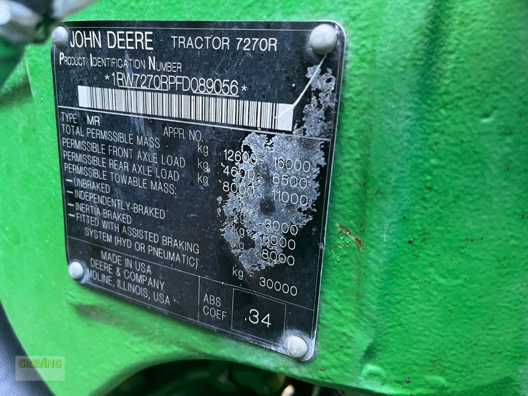 Traktor типа John Deere 7270R, Gebrauchtmaschine в Ahaus (Фотография 15)