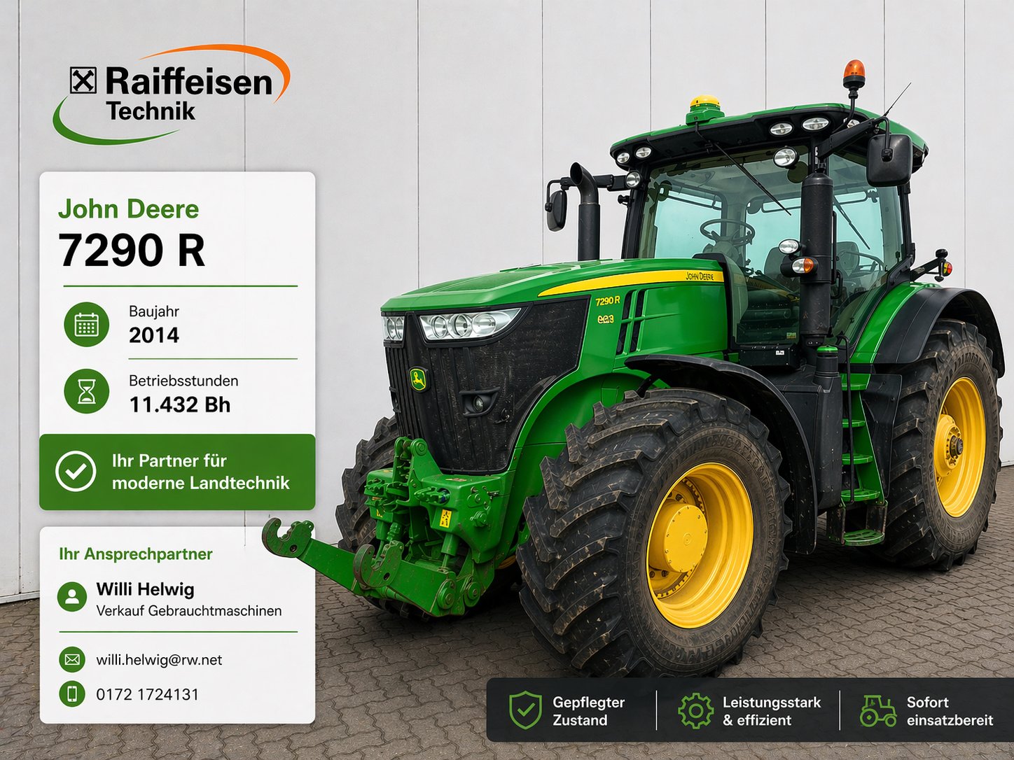 Traktor des Typs John Deere 7290 R, Gebrauchtmaschine in Teschenhagen/Sehlen (Bild 1)