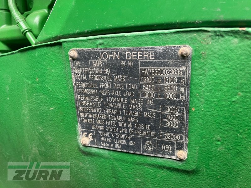 Traktor typu John Deere 7830, Gebrauchtmaschine v Aalen-Attenhofen (Obrázek 7)