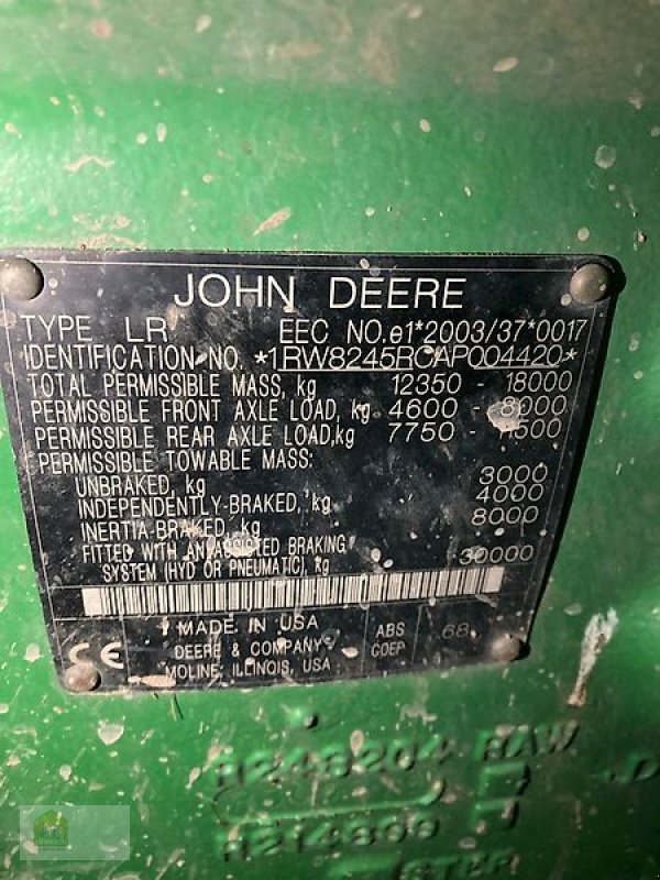 Traktor a típus John Deere 8245R Powr Shift, Gebrauchtmaschine ekkor: Salsitz (Kép 9)