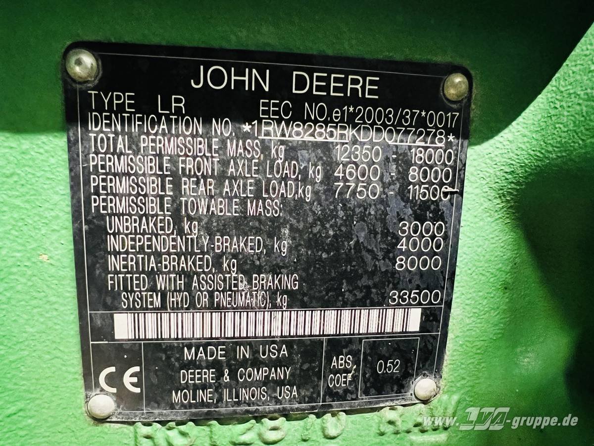 Traktor des Typs John Deere 8285R, Gebrauchtmaschine in Sülzetal OT Altenweddingen (Bild 17)