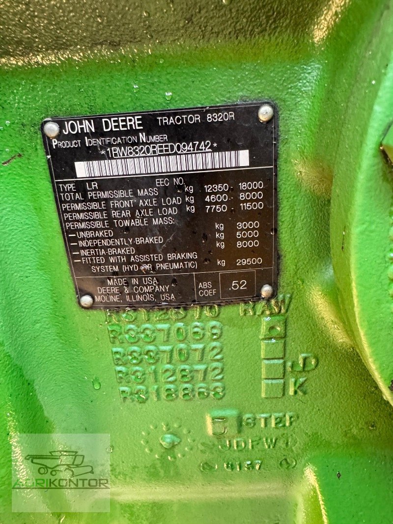 Traktor типа John Deere 8320 R, Gebrauchtmaschine в Liebenwalde (Фотография 9)