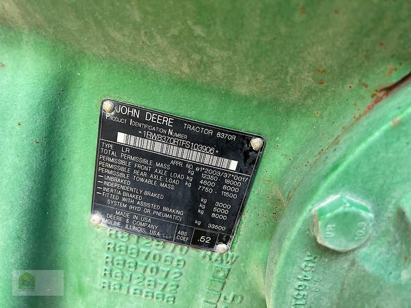 Traktor του τύπου John Deere 8370R E23 *Motor bei 6500BH neu*, Gebrauchtmaschine σε Salsitz (Φωτογραφία 11)