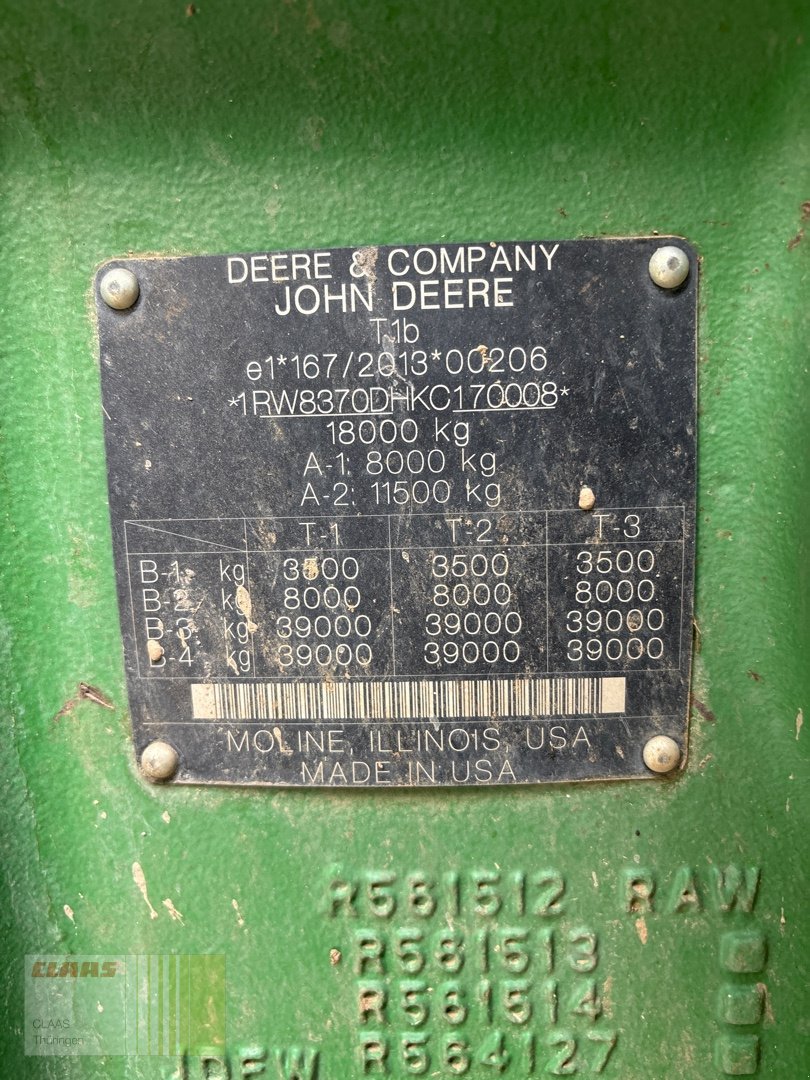 Traktor typu John Deere 8R 370, Gebrauchtmaschine v Vachdorf (Obrázek 3)