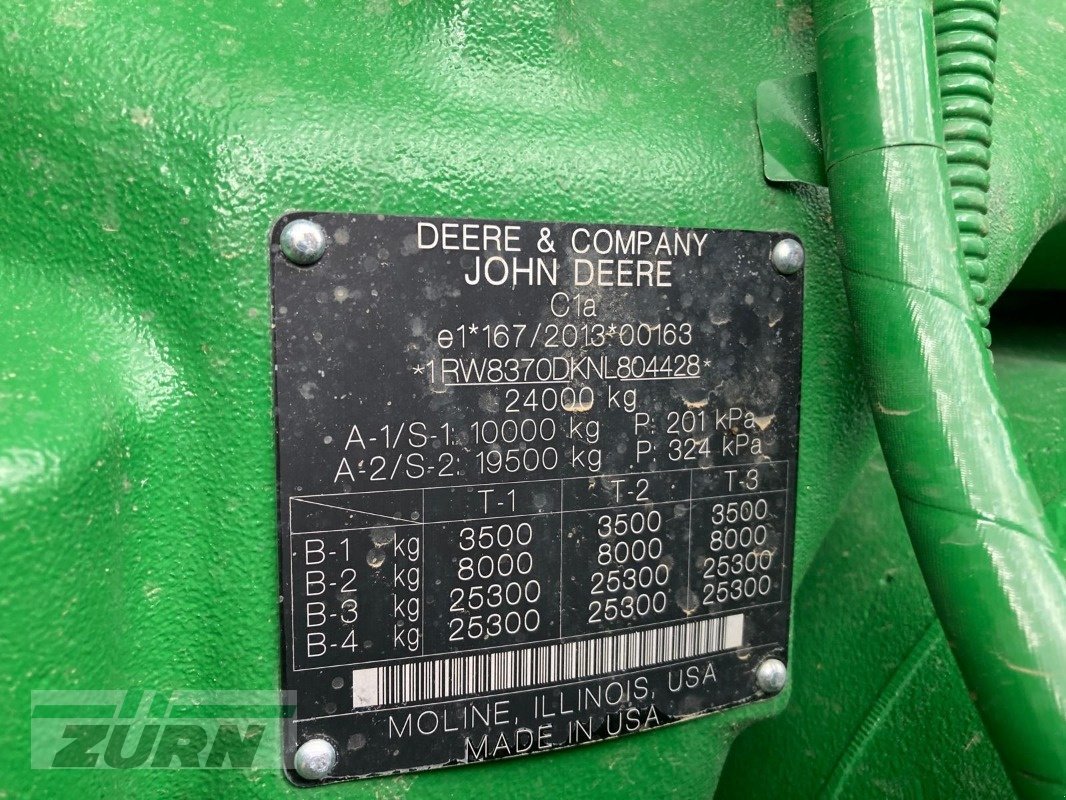 Traktor типа John Deere 8RX370, Gebrauchtmaschine в Schöntal-Westernhausen (Фотография 12)