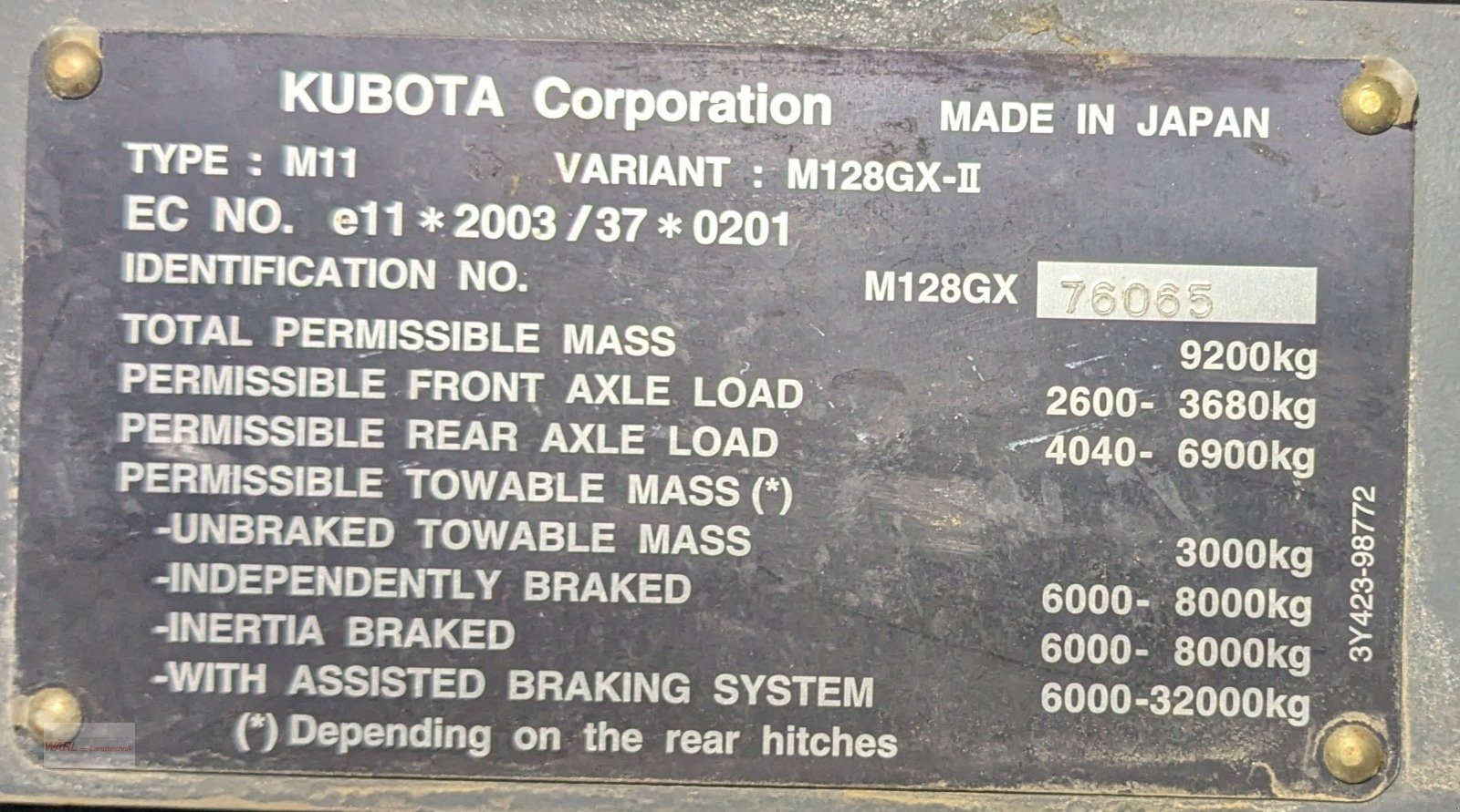 Traktor typu Kubota M 128 GX 2, Gebrauchtmaschine v Mitterscheyern (Obrázek 13)