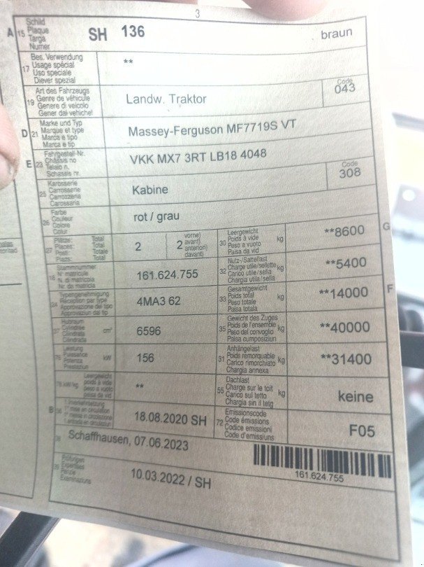 Traktor typu Massey Ferguson 7719 S Dyna VT, Gebrauchtmaschine v Schleitheim (Obrázok 11)