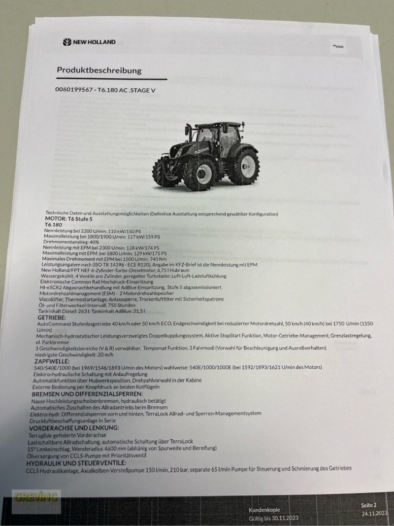 Traktor типа New Holland T6.180 AC, Gebrauchtmaschine в Ahaus (Фотография 22)