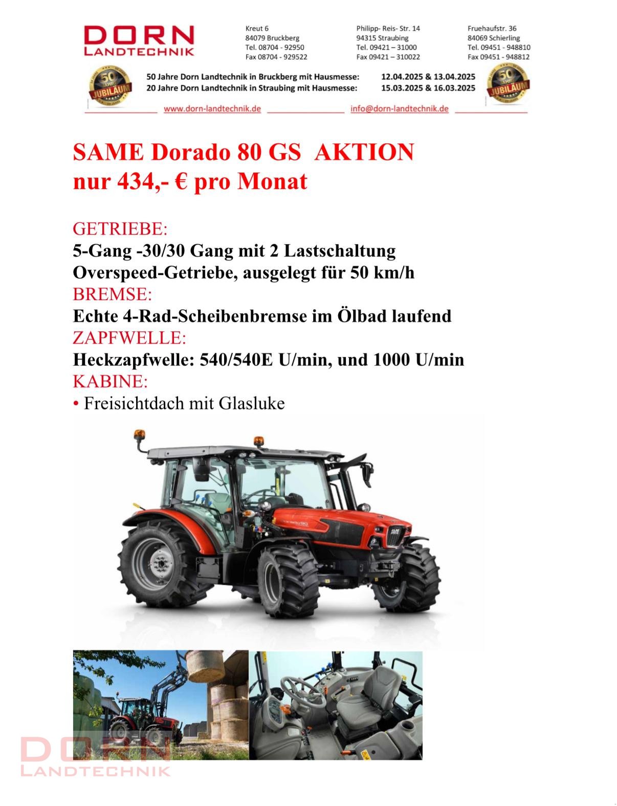 Traktor des Typs Same Dorado 80 Natural GS pro Monat 434,- €, Neumaschine in Bruckberg (Bild 3)