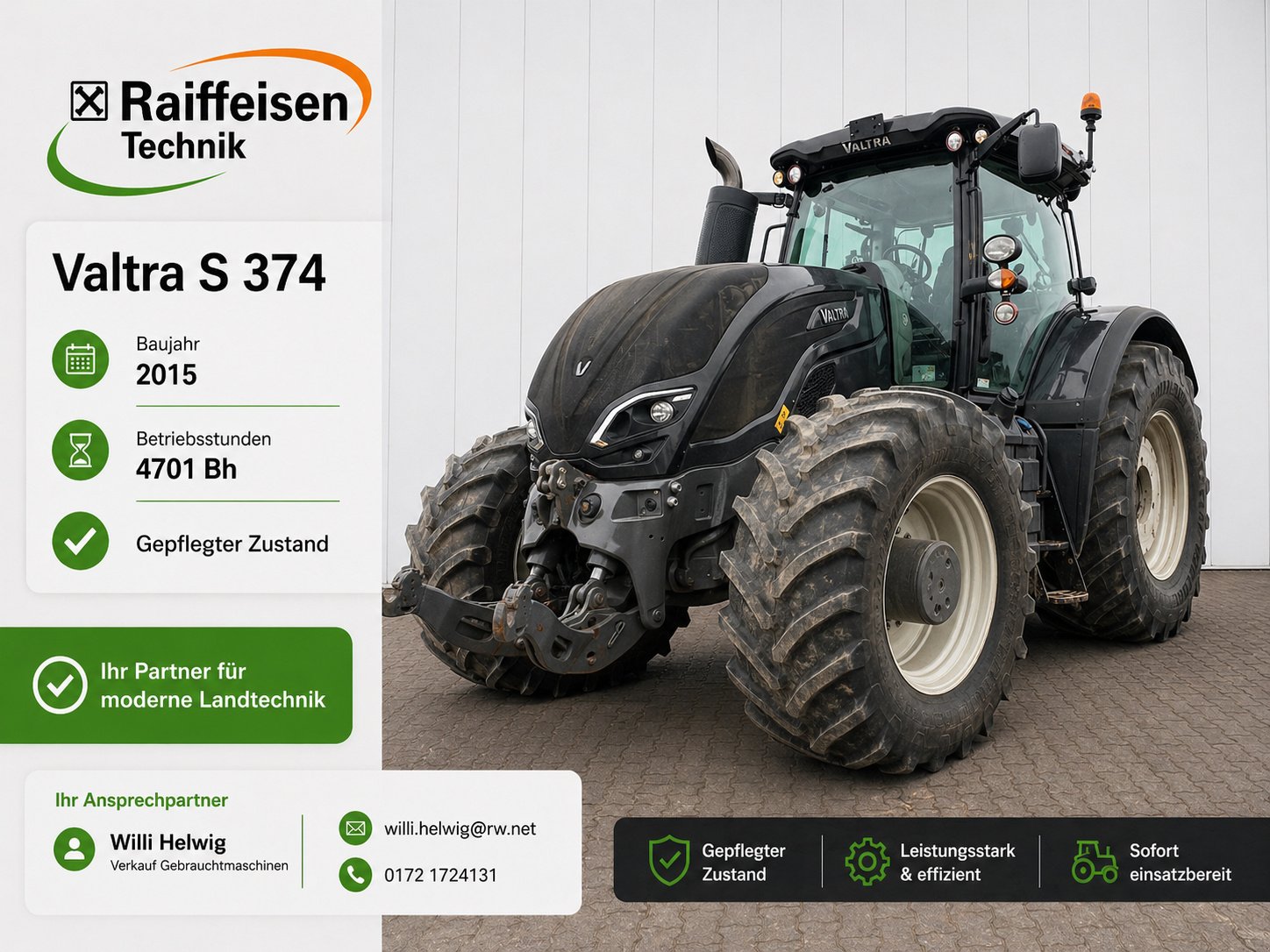 Traktor Türe ait Valtra S 374, Gebrauchtmaschine içinde Kruckow (resim 1)
