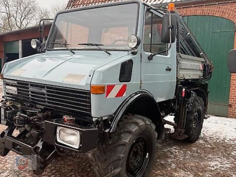 Unimog des Typs Mercedes-Benz U1000 Kran Atlas Zapfwelle 60 Km/h Ackerstolle MwSt., Gebrauchtmaschine in Fitzen