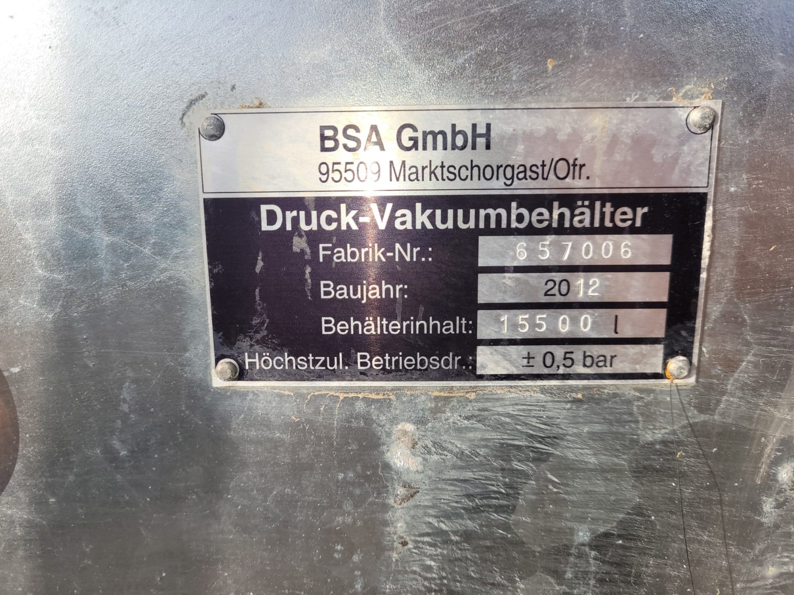 Vakuumfass от тип BSA DLV 15, Gebrauchtmaschine в Buttenheim (Снимка 14)