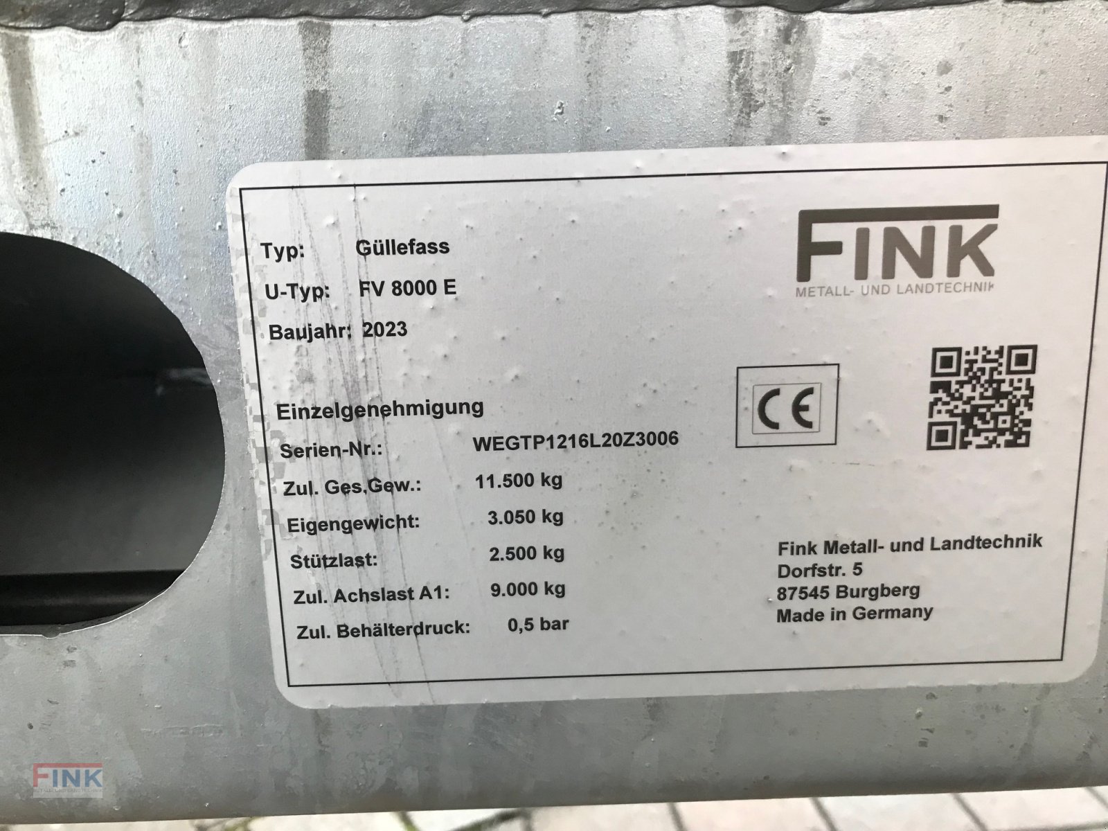 Vakuumfass tip FINK Metall- und Landtechnik FV 8000 E, Neumaschine in Burgberg-Häuser (Poză 19)