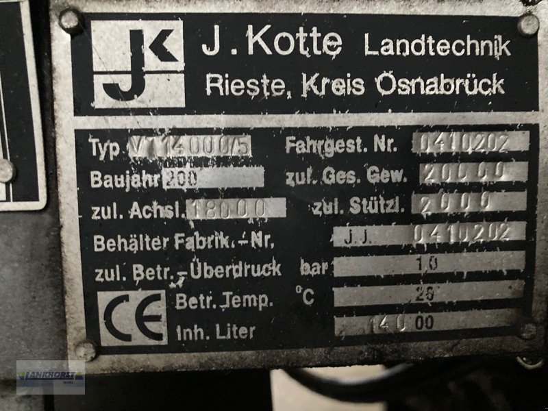 Vakuumfass a típus Kotte VT1400075, Gebrauchtmaschine ekkor: Wiefelstede-Spohle (Kép 5)