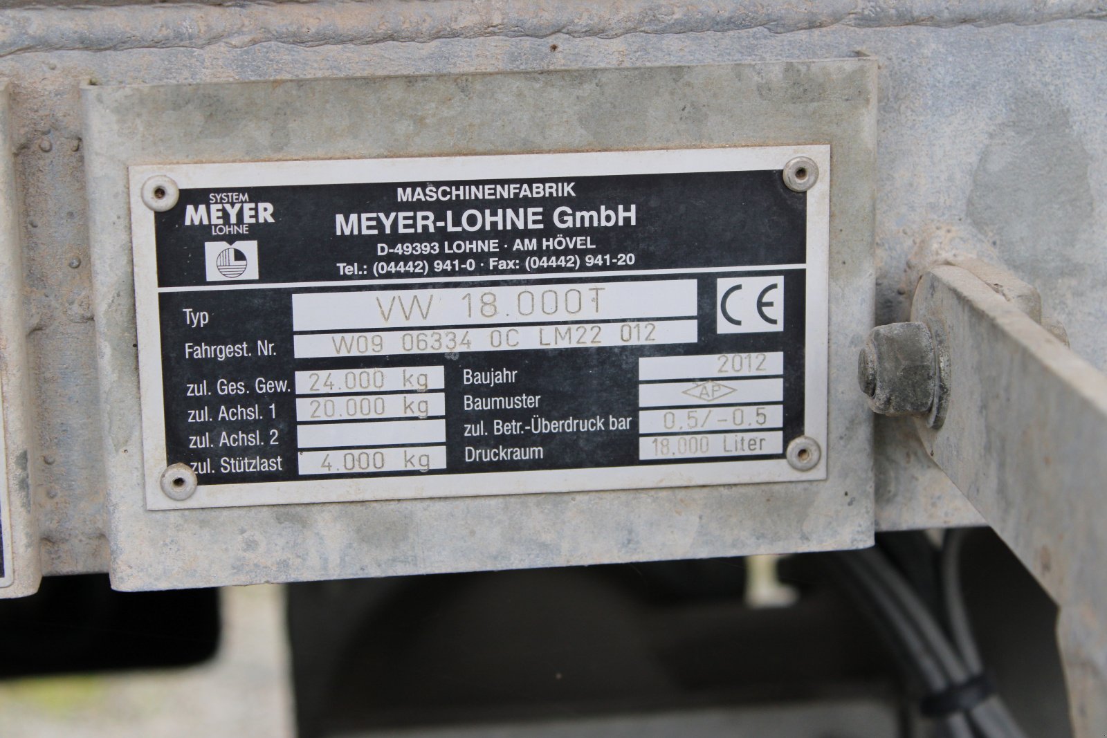 Vakuumfass des Typs Meyer-Lohne VW18.000 T Vakuumwagen, Gebrauchtmaschine in Holle- Grasdorf (Bild 7)