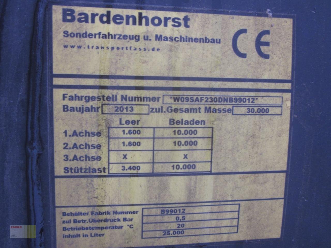Vakuumfass tip Sonstige Bardenhorst 25000, 25 cbm, Tanksattelauflieger, Zubringer, Gülletransporter, Transportfass, Gebrauchtmaschine in Westerstede (Poză 11)