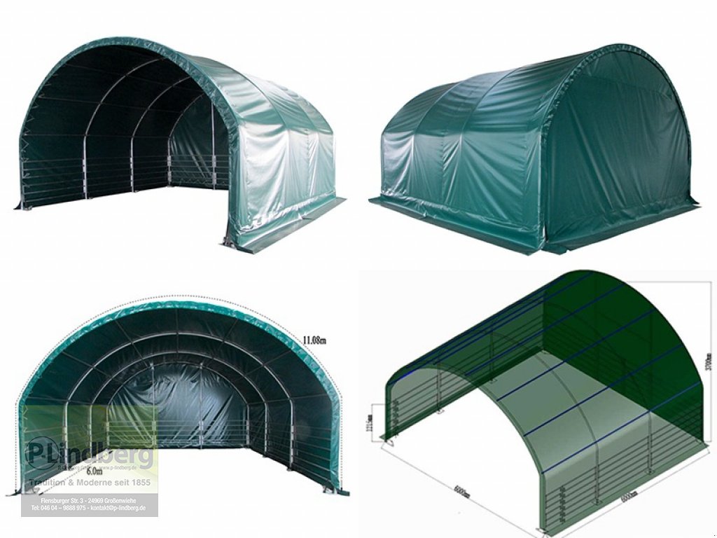 Weidezelt des Typs P.Lindberg GmbH Weidezelt 6 x 6 x 3,7 m PVC-Plane 610 Gramm/ m² Wasserdicht Winddicht UV-Schutz Halle, Neumaschine in Großenwiehe (Bild 1)