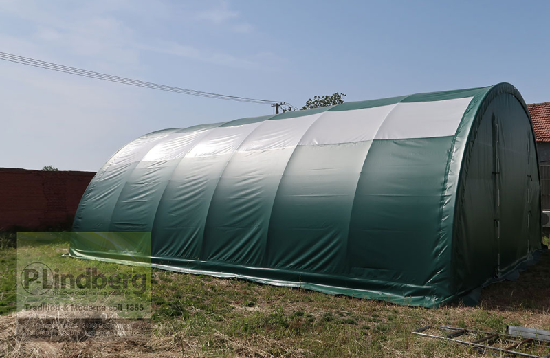 Zelthalle του τύπου P.Lindberg GmbH Rundbogenhalle 12 x 9,15 x 4,5 m UV-beständig robust PVC-Plane 610 g/m² Lagerzelt Bodenanker Skylights, Neumaschine σε Großenwiehe (Φωτογραφία 5)