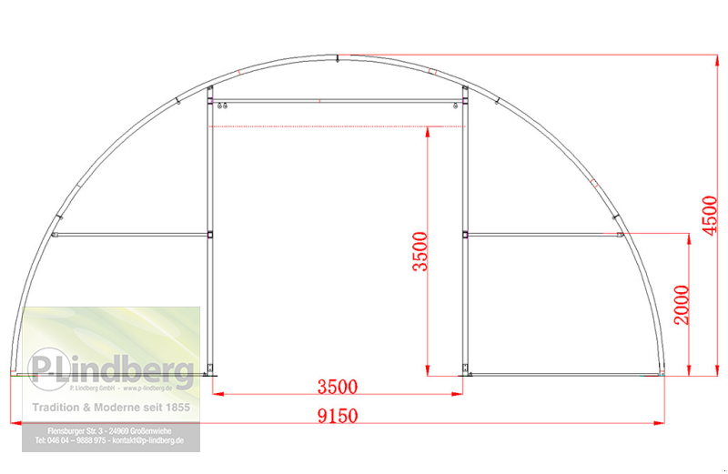 Zelthalle του τύπου P.Lindberg GmbH Rundbogenhalle 12 x 9,15 x 4,5 m UV-beständig robust PVC-Plane 610 g/m² Lagerzelt Bodenanker Skylights, Neumaschine σε Großenwiehe (Φωτογραφία 12)