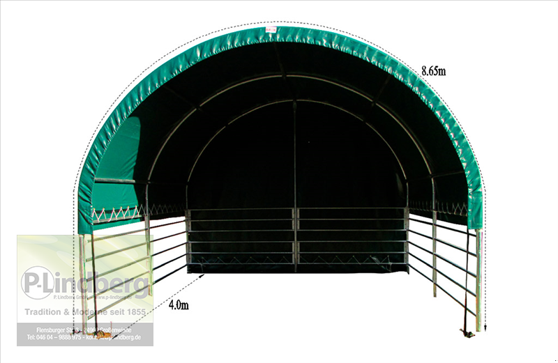 Zelthalle typu P.Lindberg GmbH Weidezelt PVC 610 g/m² Unterstand 4 x 4 x 3,15 m, Neumaschine v Großenwiehe (Obrázok 4)