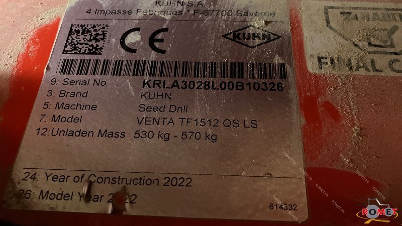 Zubehör Bestell-/Pflegemaschinen типа Kuhn TF1512, Gebrauchtmaschine в Gennes sur glaize (Фотография 5)