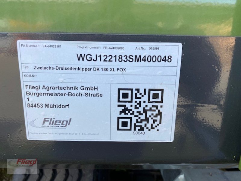 Zweiachskipper des Typs Fliegl DK 180 XL Fox, Neumaschine in Mühldorf (Bild 4)