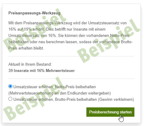 Umsatzsteuer- & Preisanpassungswerkzeug
