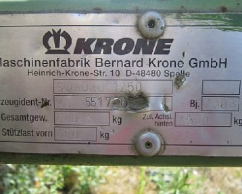 Schwader типа Krone Swadro 1250, Gebrauchtmaschine в Ostrava - Polanka (Фотография 8)