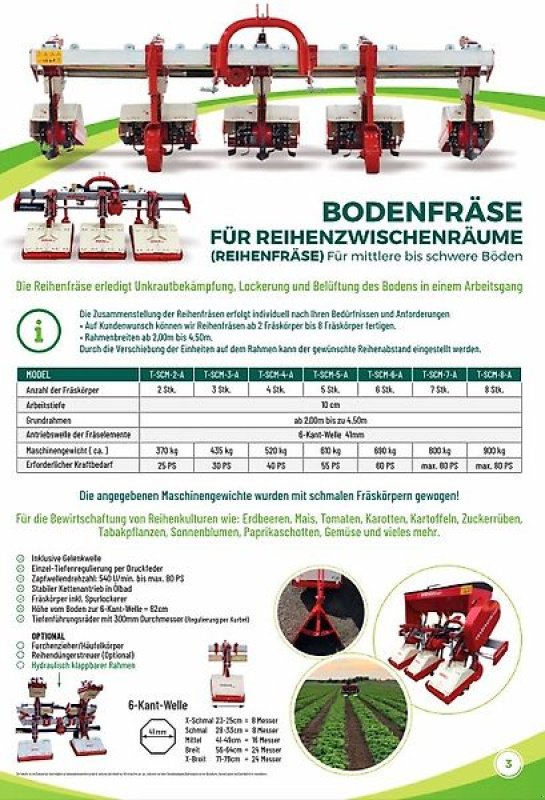 Bodenfräse vrste Minos Agri Reihenfräse T-SCM-3-A-GS, Neumaschine v Münstermaifeld (Slika 12)