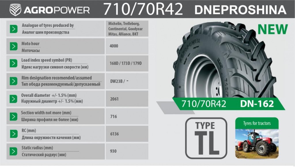 Reifen типа Dneproshina 710/70R42 DN-162,  в Дніпропетровськ (Фотография 2)
