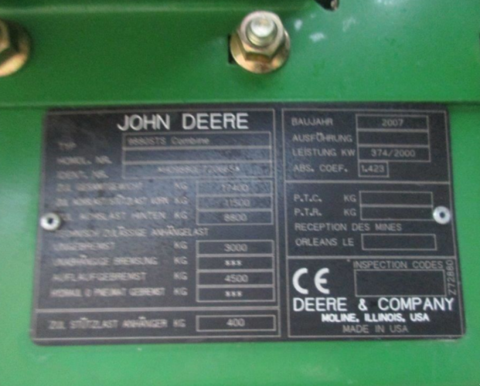 Oldtimer-Mähdrescher typu John Deere 9880i STS, Neumaschine w Житомир (Zdjęcie 7)