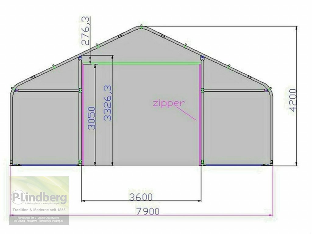 Zelthalle του τύπου P.Lindberg GmbH Robuste Zelthalle 9,15 x 7,9 x 4,2m PVC-Plane 650 Gramm/m² Stahlrahmen Garage Unterstand Materiallager, Neumaschine σε Großenwiehe (Φωτογραφία 2)