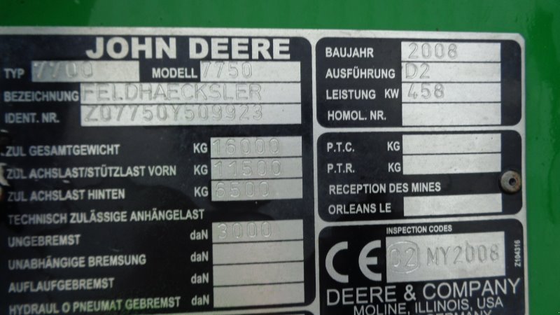 Feldhäcksler typu John Deere 7750i, Gebrauchtmaschine v Neubrandenburg (Obrázok 4)