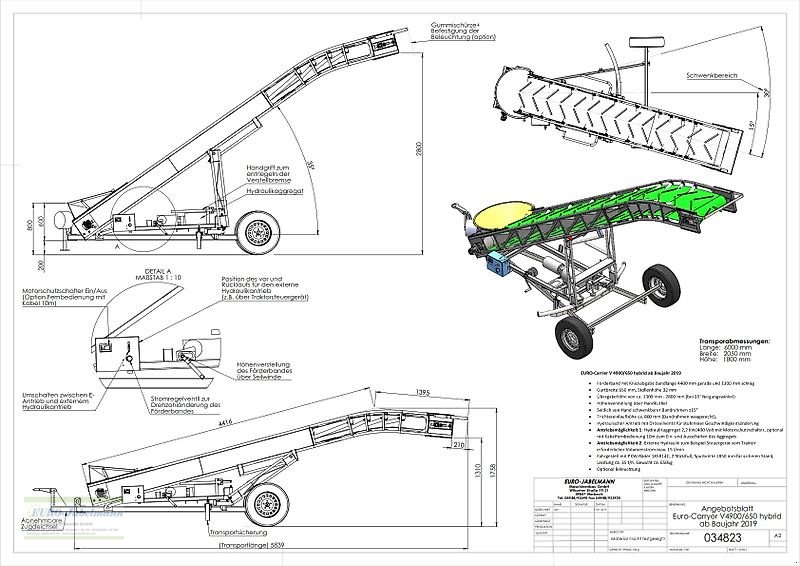 Sonstige Düngung & Pflanzenschutztechnik a típus EURO-Jabelmann Förderband, EURO-Carry 4900/650, elektrisch/hydraulisch, schwenkbar, NEU, Neumaschine ekkor: Itterbeck (Kép 4)