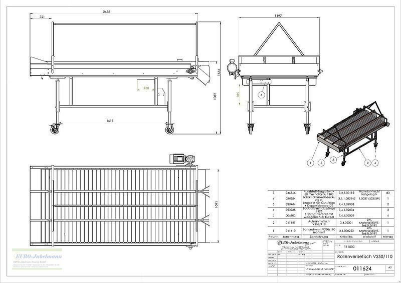Lagertechnik of the type EURO-Jabelmann Rollenverlesetisch V 250/110, Stehmodell, NEU, Neumaschine in Itterbeck (Picture 16)
