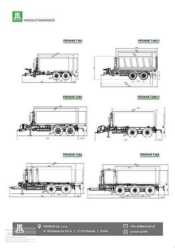 Abrollcontainer tipa PRONAR Hakenlift / Abrollkipper /  Containeranhänger / Containerfahrzeug / Abrollsystem / Abrollfahrzeug / Hakengerät Modell T 185, 15 to., Neumaschine u Itterbeck (Slika 31)