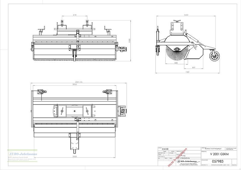 Kehrmaschine typu EURO-Jabelmann Kehrmaschine, Staplerkehrmaschine V 2001 GSKM, 2,00 m NEU, Neumaschine v Itterbeck (Obrázek 5)