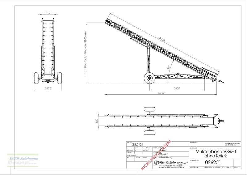Förderanlage Türe ait EURO-Jabelmann Förderband, EURO-Band V 8650, 8 m, NEU, Neumaschine içinde Itterbeck (resim 26)